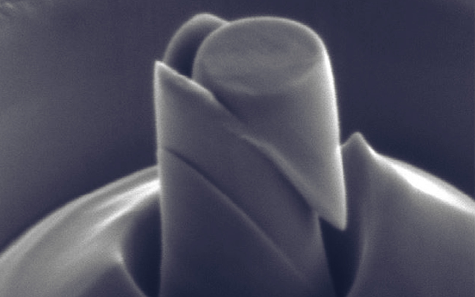 Micro-pillar after compression in an SEM showing shear plane development.