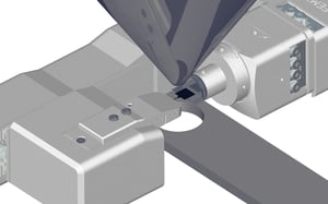 Diagram of FemtoTools Nanoindenter configured for in-situ STEM analysis.